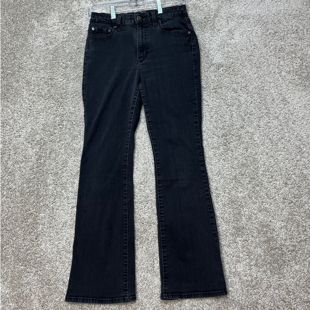 Levis 725 High Rise Bootcut Jeans Womens 29x30 Black Faded 5 Pocket Flare  EUC